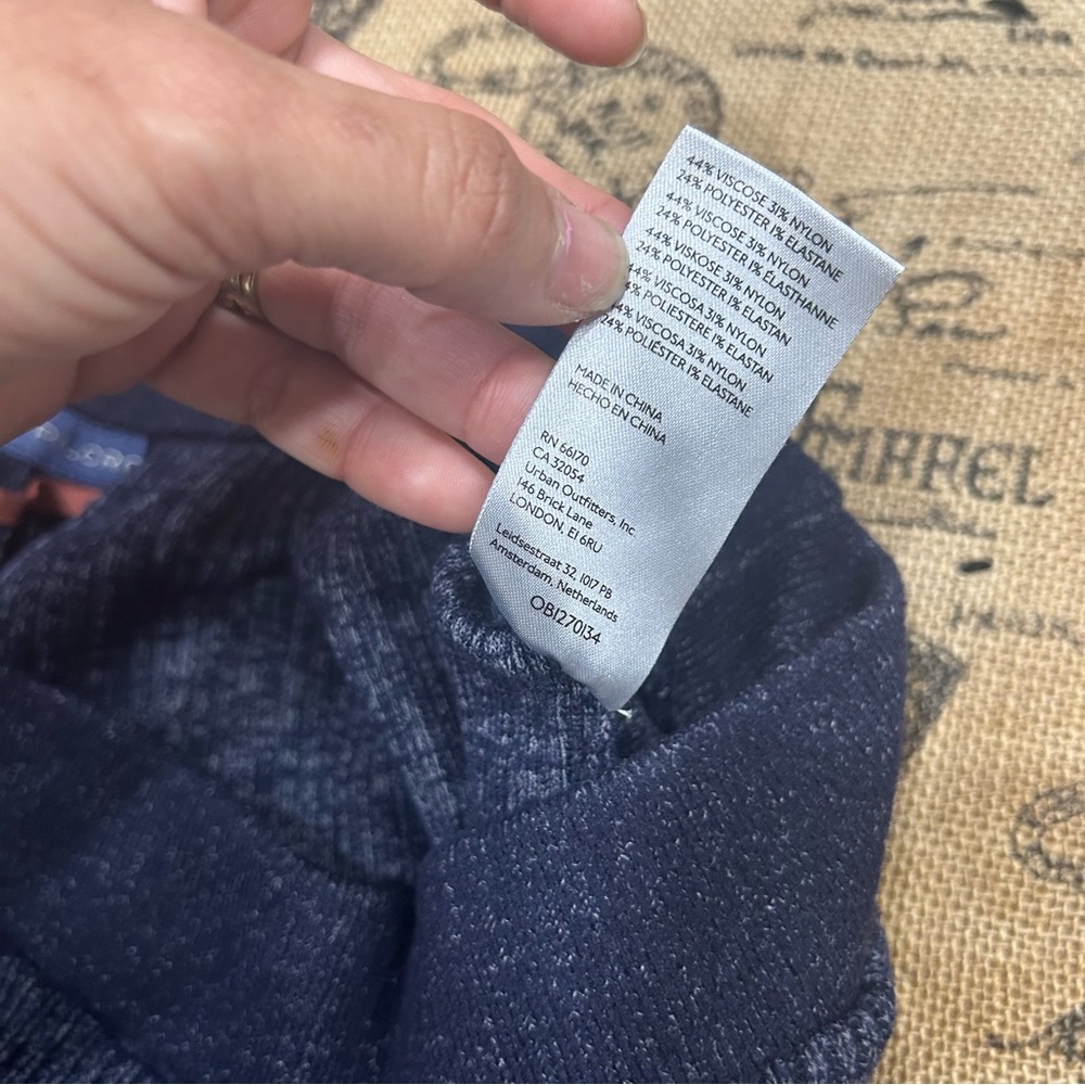 Anthropologie Pilcro Indigo Blue Sweater Ribbed Flare Sweatpants Size L - Picture 10 of 16